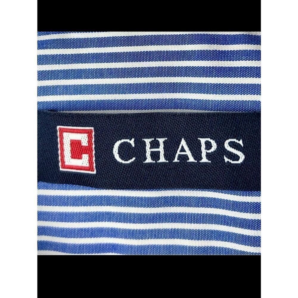 Chaps by Ralph Lauren Striped Easy Care Poplin Dress Shirt in Blue/White Men’s M - Picture 5 of 8